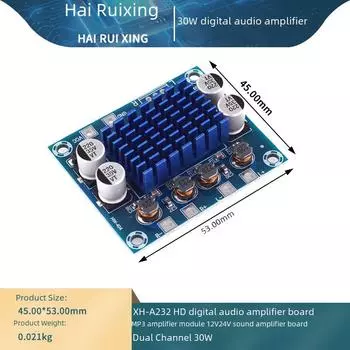 Модуль усилителя мощности HD-аудио XH-A232, двухканальный, 30 Вт, для систем 12 В/24 В HW-404