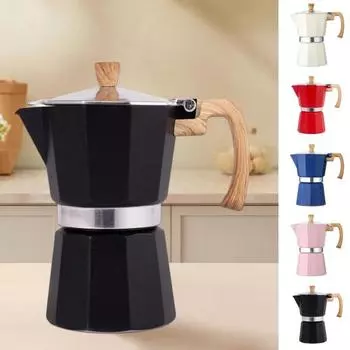 Кофеварка Moka Pot Espresso, легко моющаяся кофеварка для плиты, алюминиевый итальянский дизайн 150ML синий