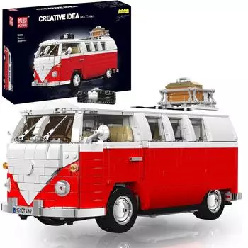 MOLD KING 10030 Technik T1 Camper Car Van Модель Строительные блоки Креативные игрушки для подарка на Рождество и день рождения