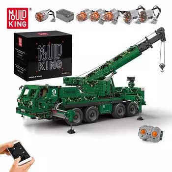 MOLD KING 20009 технические инженерные игрушки для взрослых, бронированный кран для восстановления, строительные блоки, кирпичи, пневматический кран, детские игрушки зелёный