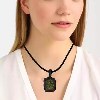 Moldawite Macrame Thread Gemstone Handmade Jewelry 20-36 Ad Pendant Unisex