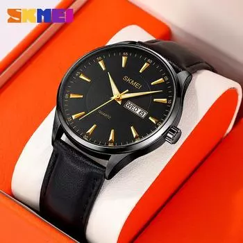 Moment Beauty Fashion Simple Мужские часы 2075 Кожаный ремешок Мужские часы Водонепроницаемые кварцевые часы