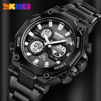 Moment Quartz Electronic Водонепроницаемые Светящиеся Мужские Электронные Часы Многофункциональные Повседневные Деловые Часы серебряный