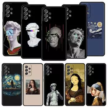 Mona Lisa David Statue Phone Case for Samsung A51 A71 A21S A12 A15 A25 A31 A41 A52 A32 A23 A33 A53 A73 A03S A05S A13 5G Cover Samsung A23