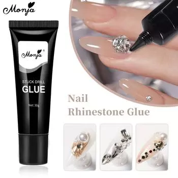 Monja 30g Nail Art Strong Stuck Drill Glue Rhinestone Decoration Gel UV LED Soak Off Jewelry Adhesive Glue DIY Manicure Tools