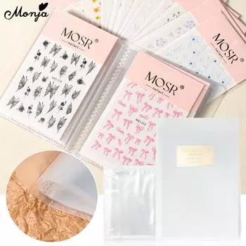 Monja 40/80 слотов, наклейки для дизайна ногтей, книга для хранения, пустой альбом, наклейки, органайзер для сбора, держатель, дисплей, блокнот, инструмент для маникюра