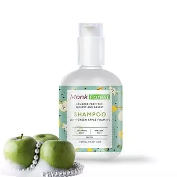 Monk Forest Пенящийся шампунь против перхоти и контроля повреждений Green Apple Без сульфатов и парабенов белый