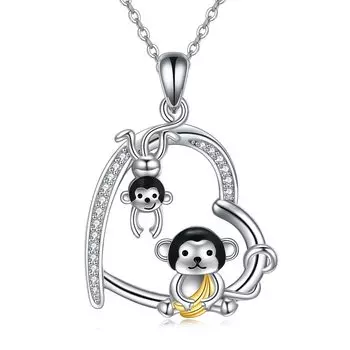 Monkey 925 Metal Monkey Monkey Gift for Her [YFN] Necklace, Women s, Silver, Hypoallergenic, Cute, Pendant, Popular, Accessory,