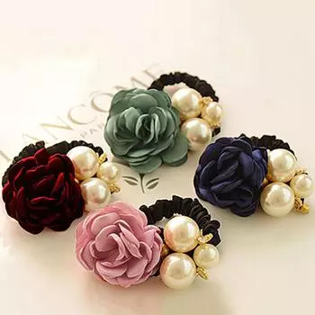 Monoceros Lady Girl Chic Sweet Rose Flower Искусственный жемчуг Повязка для волос Держатель для хвоста Повязка для волос зелёный