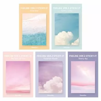 Monolike Feeling Sticky 5 sets of adhesive memo paper 5 different Ver.2 - (50 sheets, designs)