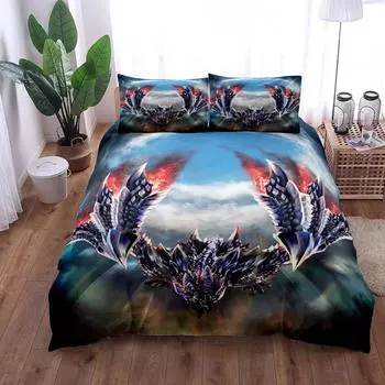 Monster Hunter World Пододеяльник Комплект постельного белья King Queen Double Full Twin Single Size 135X200cm-2pcs