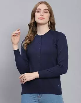 Monte Carlo Navy Solid Round Neck Sweater XL