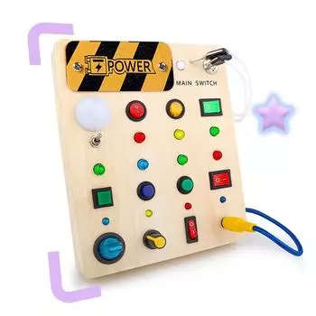 Монтессори-игрушка для малышей, бизиборд для детей 1-3 лет с 13 светодиодами, деревянная сенсорная бизиборд для путешествий