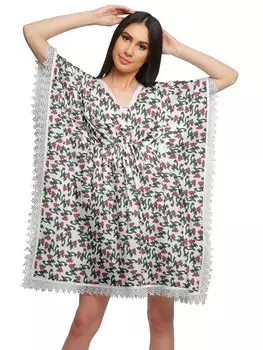 Moomaya Printed Bikini Cutwork Lace Caftan Kaftan Платья для женщин Plus 2X-3X чёрный