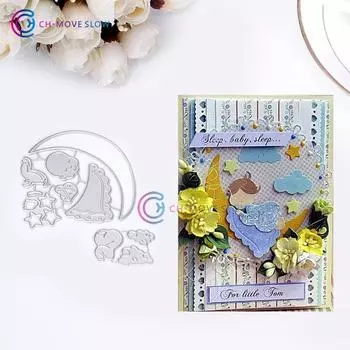 Moon Baby Скрапбукинг DIY Форма для ножа для резки Форма для ножа из углеродистой стали Головоломка Тиснение серебряный