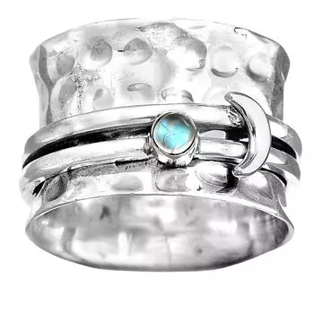 Moon Zircon Rotatable Ring Decompression Turning Ring Female Ring серебряный