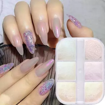 Moonlight Mirror Nails Powder Metallic Chrome Effect Pigments Gel Polish Laser Dust Glitter Aurora Shiny Pearl Nail Manicure Dec