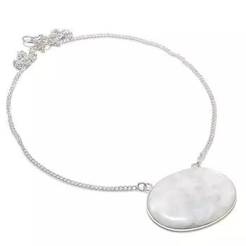Moonstone Gemstone Handmade 925 Sterling Silver Jewelry Necklace 18 V6L23