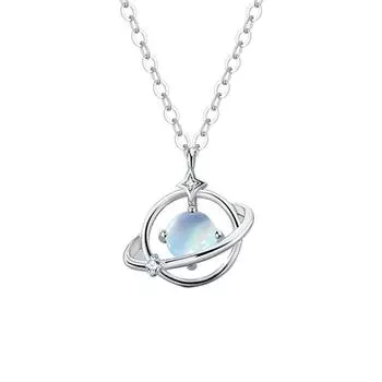 Moonstone Planet Set Necklace Stud Earrings Temperament With Dream Planet Style Women S Light Luxury Jewelry