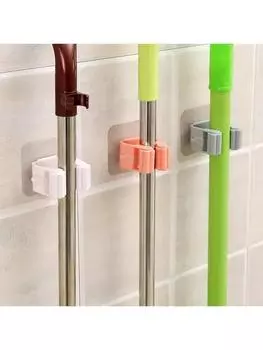 Mop Rack Bathroom accessories Wall Mounted Shelf Organizer Hook Broom Holder Hanger Behind Doors/On Walls Kitchen Storage Tool зелёный