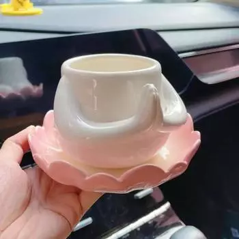 Моя фарфоровая чашка Будды, новая керамическая кружка лотоса, симпатичные розовые чашки для воды для девочек, маленькие и высокие красивые кофейные чашки, набор, подарок на день рождения 301-400ml
