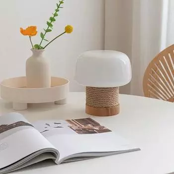 Morden style mushroom table lamp ins Nordic log style study Bedroom bedside lamp Creative decoration atmosphere night light UK коричневый