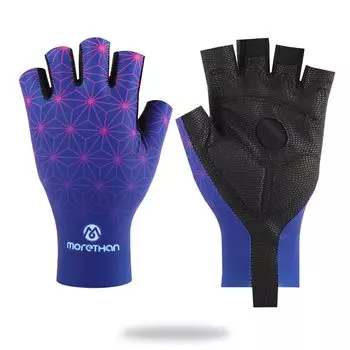 Morethan Cycling Gloves Easy to Put Protection Japanese Pattern Series Hemp Leaf Design Half-Finger (M/Purple Navy) - on/UV - - (MT-GVP-027)
