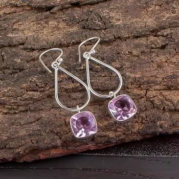 Morganite Gemstone 925 Sterling Silver Handmade Jewelry Stylish Earrings 1.90 EE-7-11