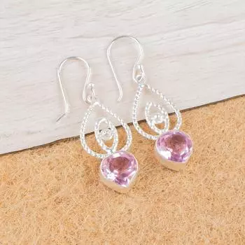 Morganite Gemstone 925 Sterling Silver Jewelry Drop/Dangle Women Earrings 2.00 EE-32-11