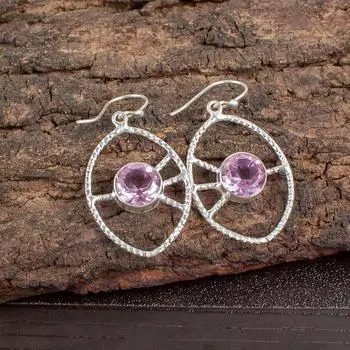 Morganite Gemstone 925 Sterling Silver Jewelry Handmade Earrings 2.00 For Women EE-52-11