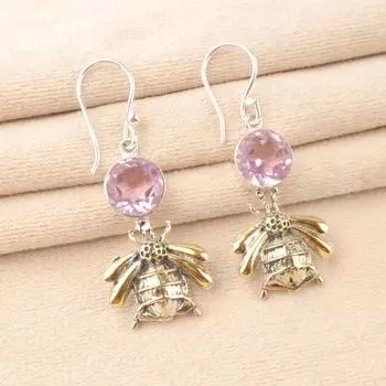 Morganite Gemstone 925 Sterling Silver Jewelry Handmade Drop/Dangle Earrings 2 EE-154-8
