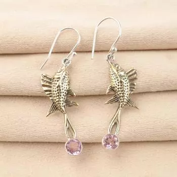 Morganite Gemstone 925 Sterling Silver Jewelry Handmade Dangle Earrings 2.17 EE-148-15