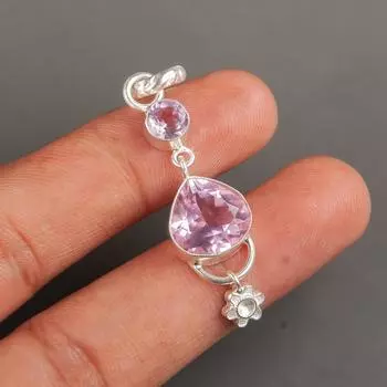 Morganite Gemstone 925 Sterling Silver Jewelry Women Gift Handmade Pendant2.00 PP-5-12