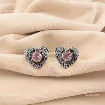 Morganite Gemstone 925 Sterling Silver Unique Engagement Stud Earrings Jewelry EE-143-6
