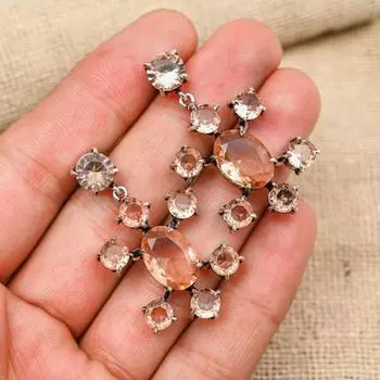 Morganite Gemstone Handmade Solid 925 Sterling Silver Earring Jewelry For Memorial Day