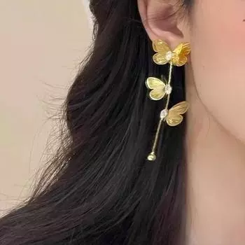 Mori Butterfly Zircon Fringed Stud Earrings Female Niche Gentle Personality Exquisite Fashion Commuter Earrings