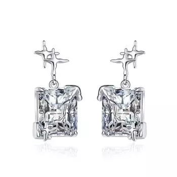 Mori Sweet Hop Rectangle Sparkling Temperament Simple Female Earrings Party Accessories Fashion Jewelry