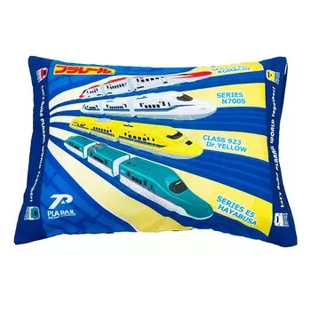 MORIPiLO Подушка Plarail 40x30 см, с чехлом, можно стирать, мягкая подушка с изображением персонажей, синяя, Morishita 4621528, детская, прибл.