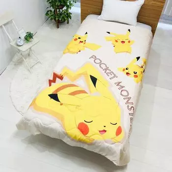 MORIPiLO Skin Summer Pokemon Pikachu для детей и мягкие товары с персонажами Pokemon 4621401 Одеяло, односпальное, желтое, 140x190 см, для взрослых, моющееся,