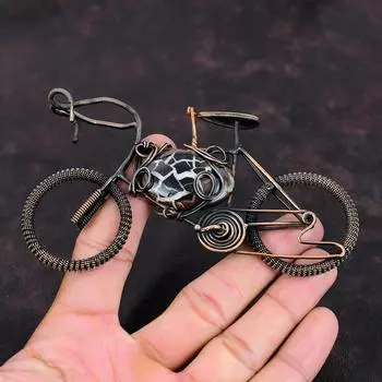 Moroccan Mud Crack Fossil Pendant Copper Wire Wrapped Pendant Cycle Pendant Gemstone Pendant Copper Jewelry Handmade Pendant Gift For Mother