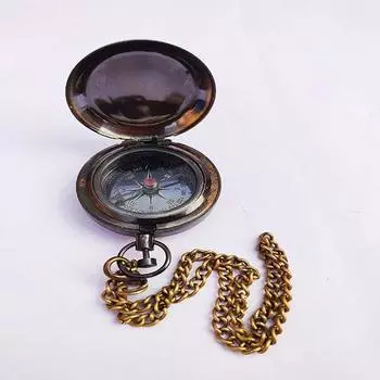 Морской латунный карманный компас с кнопкой и цепочкой, красивый антикварный подарок