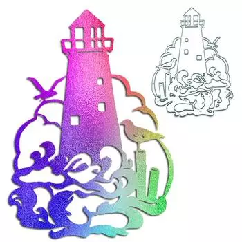 Морской маяк, дизайн, стиль, трафарет для резки металла для DIY, скрапбукинг, альбом, фототиснение, бумажная карта, ремесленный декор серебряный