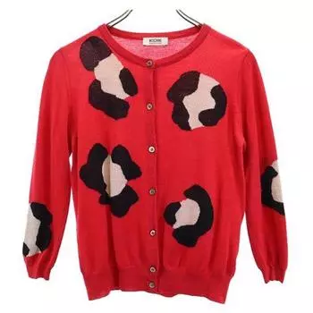 MOSCHINO wool 7 minutes sleeve knit cardigan USA8 Reddish Women Used
