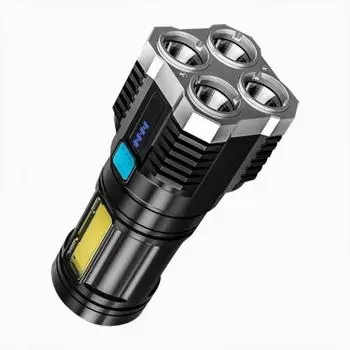 мощный фонарик с зарядкой, Супер яркий USB перезаряжаемый 4 LED ручной фонарь для кемпинга, портативный фонарь для экстренного отключения электроэнергии 400mAh