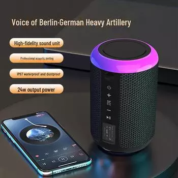 Мощный портативный Bluetooth-динамик с цветным сабвуфером и функцией караоке BT107 чёрный
