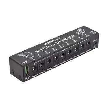 MOSKYAUDIO 10-канальный блок питания для музыкальных инструментов с независимой защитой от короткого замыкания LED чёрный