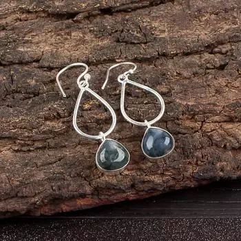 Moss Agate Gemstone 925 Sterling Silver Jewelry Handmade Designer Earrings1.90 EE-19-23