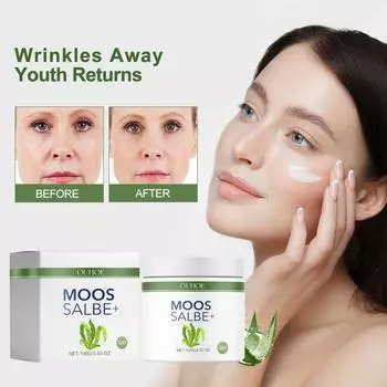 Moss Ointment Plus, Моховой бальзам против морщин, Моховая мазь мгновенного действия для лица и против морщин, Бальзам против морщин(100г) зелёный
