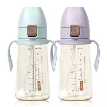 Mother K Basic PPSU One Touch Weight Соломенная чашка 300 мл x набор из 2 типов, 1 комплект, синий, сиреневый