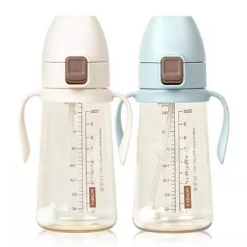 Mother K Basic PPSU One Touch Weight Соломенная чашка 300 мл x набор из 2 типов, 1 комплект, кремовый, синий